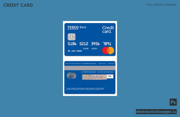 Beispielvorschau für eine TESCO Bank-Kreditkarte zum Guthabentransfer im Vereinigten Königreich